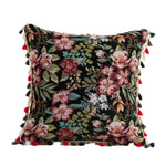 Throw Pillow Cover Tapestry Patchwork Pom-Pom Tassels Hidden Zipper