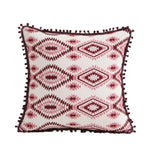 Throw Pillow Cover Tapestry Patchwork Pom-Pom Tassels Hidden Zipper