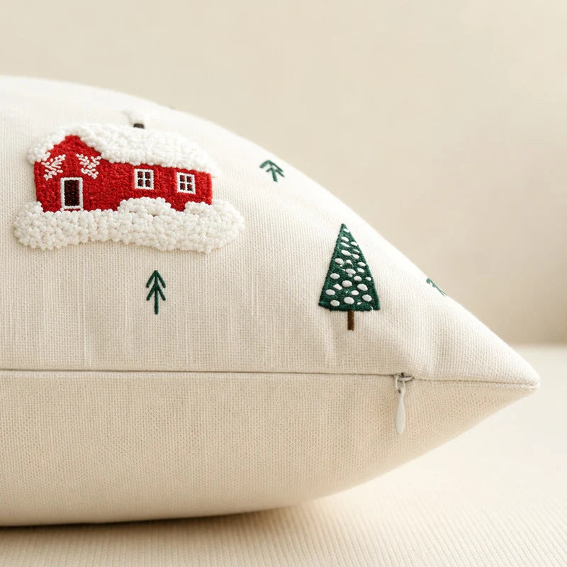 Throw Pillow Cover Tufted Chenille & Embroidered Hidden Closure
