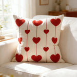 Throw Pillow Cover Tufted Chenille Hearts Cotton-Linen Hidden Zipper