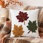 Throw Pillow Cover Tufted Chenille Leaf Woven Canvas