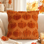 Throw Pillow Cover Tufted Chenille Pumpkin Removable Zipper