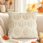 Throw Pillow Cover Tufted Chenille Pumpkin Removable Zipper