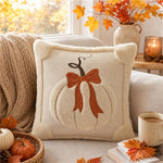 Throw Pillow Cover Tufted Chenille Pumpkin Removable Zipper