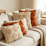 Throw Pillow Cover Tufted Chenille Pumpkin Removable Zipper
