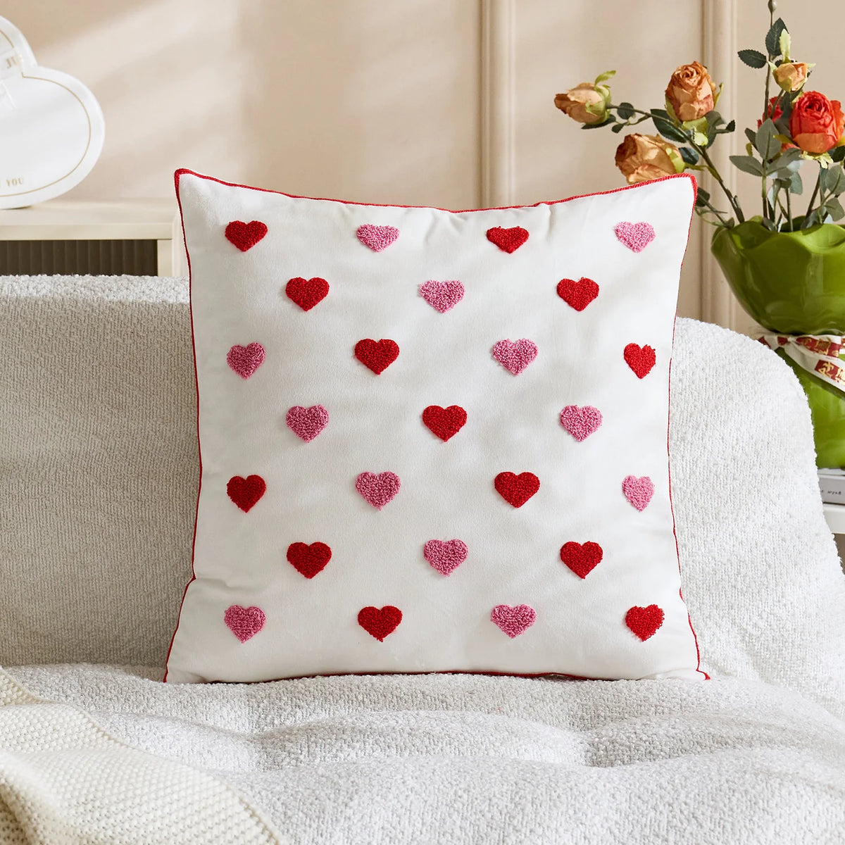 Throw Pillow Cover Tufted Chenille & Tassels Machine Washable