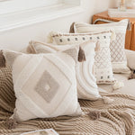 Throw Pillow Cover Tufted Concentric Circles Cotton-Blend Hidden Zipper