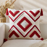 Throw Pillow Cover Tufted Geometric Tassels Hidden Zipper