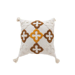 Throw Pillow Cover Tufted Quatrefoil Cotton With Tassels
