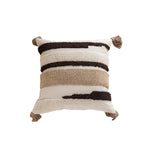 Throw Pillow Cover Tufted Quatrefoil Cotton With Tassels