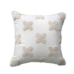 Throw Pillow Cover Tufted X Pattern Woven Cotton & Tassel Corners