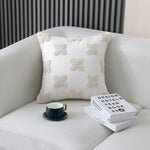 Throw Pillow Cover Tufted X Pattern Woven Cotton & Tassel Corners