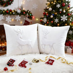 Throw Pillow Cover Velvet Reindeer Appliqué Hidden Zipper