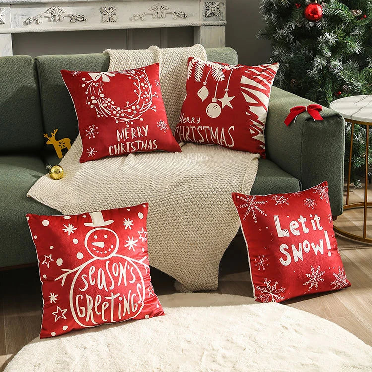 Throw Pillow Cover Velvet Screenprint Hidden Zipper Machine Washable