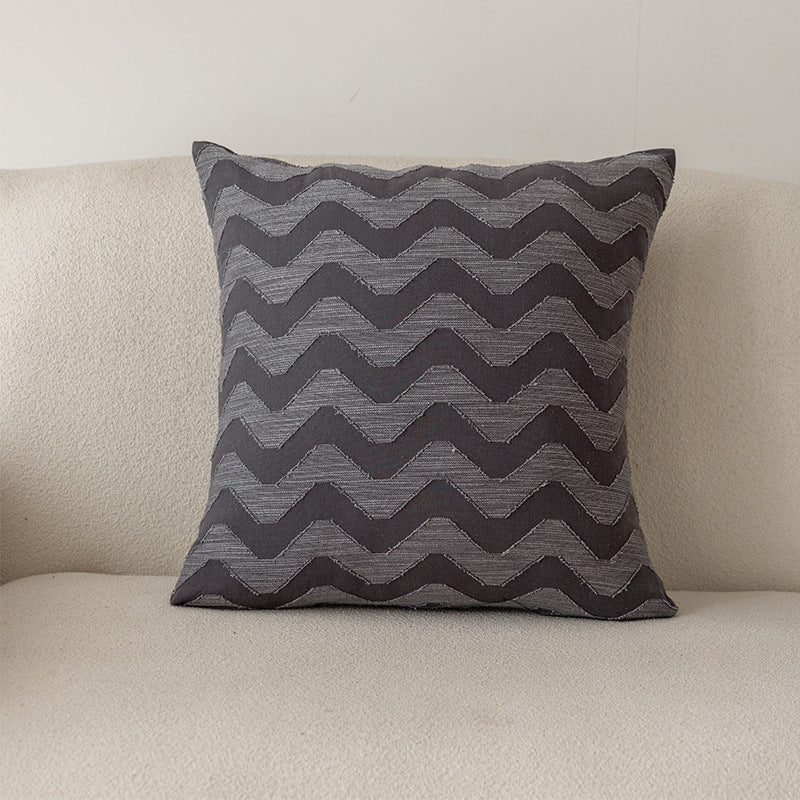 Throw Pillow Cover Woven Chevron Raised Zigzag Hidden Zipper