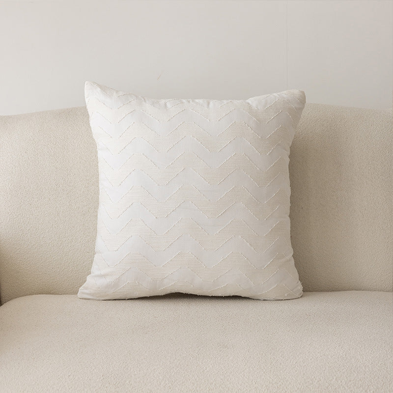 Throw Pillow Cover Woven Chevron Raised Zigzag Hidden Zipper