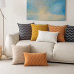 Throw Pillow Cover Woven Chevron Raised Zigzag Hidden Zipper