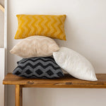 Throw Pillow Cover Woven Chevron Raised Zigzag Hidden Zipper