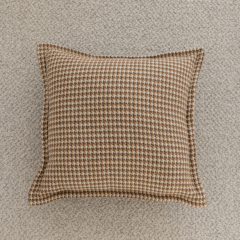 Throw Pillow Cover Woven Houndstooth Concealed Zipper