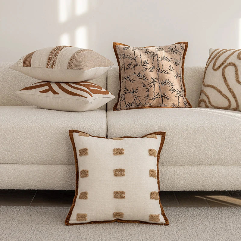 Throw Pillow Cover Woven Houndstooth Concealed Zipper