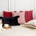 Throw Pillow Cover Woven Plaid Cotton-Linen Hidden Zipper