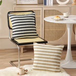Throw Pillow Cover Woven Ribbed Stripe Cotton Blend