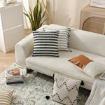 Throw Pillow Cover Woven Ribbed Stripe Cotton Blend