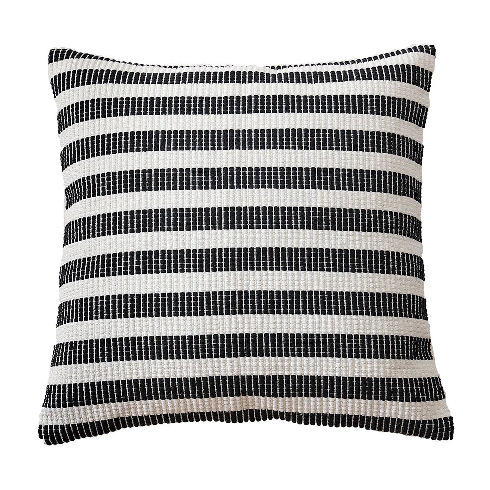 Throw Pillow Cover Woven Ribbed Stripe Cotton Blend