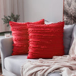 Throw Pillow Covers Fringed Cotton-Linen Hidden Zipper Pair
