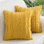 Throw Pillow Covers Fringed Cotton-Linen Hidden Zipper Pair