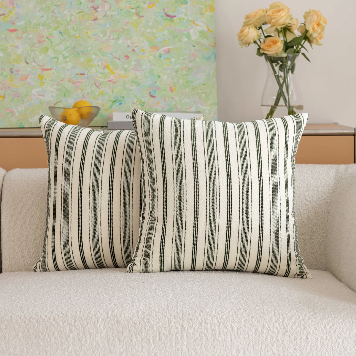 Throw Pillow Covers Striped Handwoven Cotton Set of 2