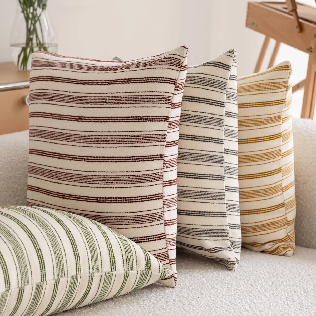 Throw Pillow Covers Striped Handwoven Cotton Set of 2