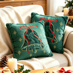 Throw Pillow Embroidered Velvet Faux-Fur Fringe