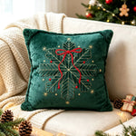 Throw Pillow Embroidered Velvet Faux-Fur Fringe