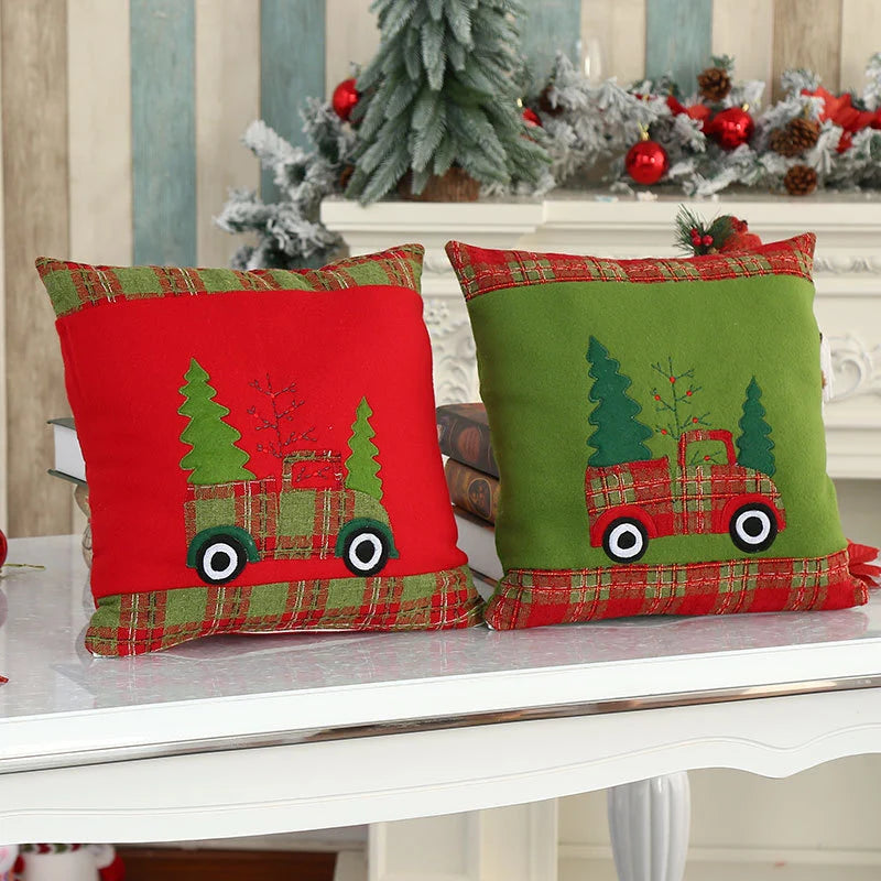 Throw Pillow Embroidered Vintage Truck Durable Fabric
