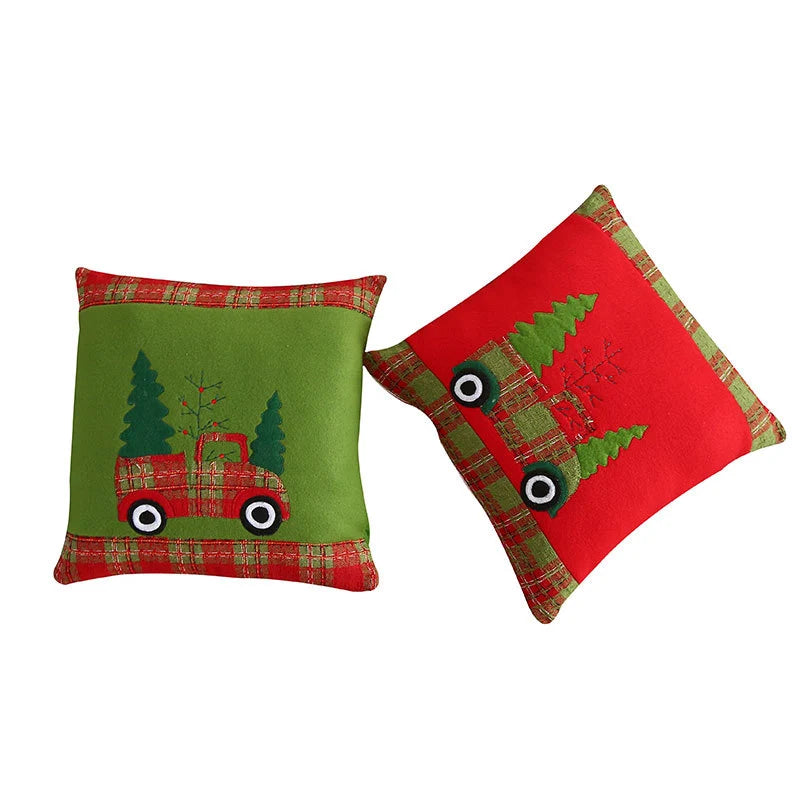Throw Pillow Embroidered Vintage Truck Durable Fabric