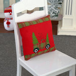 Throw Pillow Embroidered Vintage Truck Durable Fabric