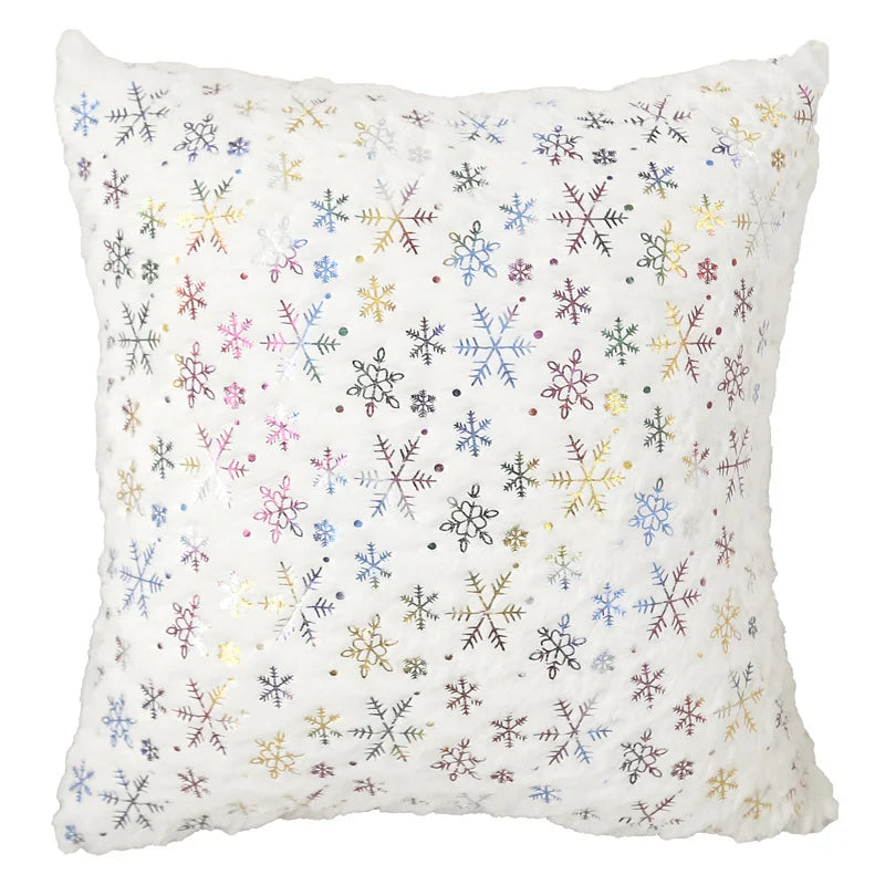 Throw Pillow Faux Fur Gold Snowflake Foil Removable Cover