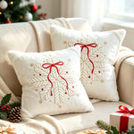 Throw Pillow Faux-Fur Gold-Thread Snowflake Machine Washable