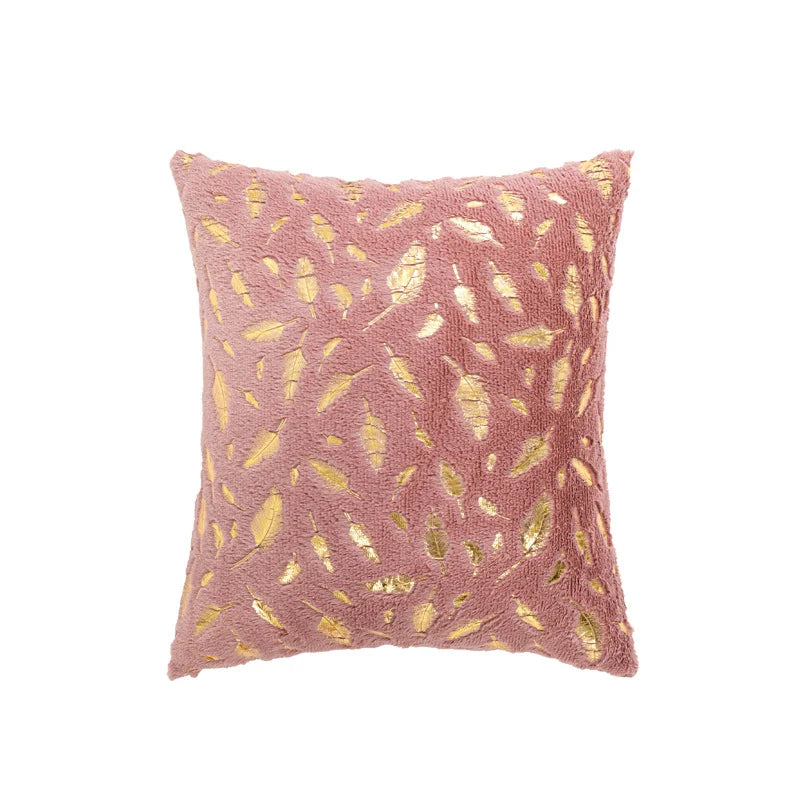 Throw Pillow Faux Fur Metallic Feather Accents Removable Cover