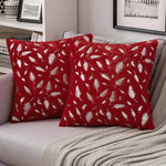 Throw Pillow Faux Fur Metallic Feather Accents Removable Cover