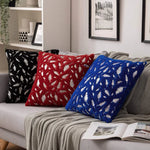 Throw Pillow Faux Fur Metallic Feather Accents Removable Cover