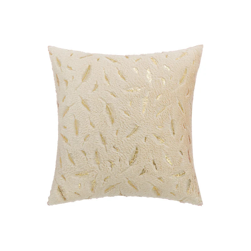 Throw Pillow Faux Fur Metallic Feather Accents Removable Cover