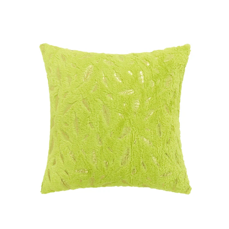 Throw Pillow Faux Fur Metallic Feather Accents Removable Cover