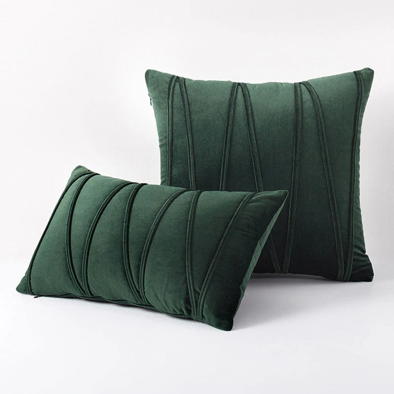 Throw Pillow Geometric Pleat Velour Removable Washable Cover