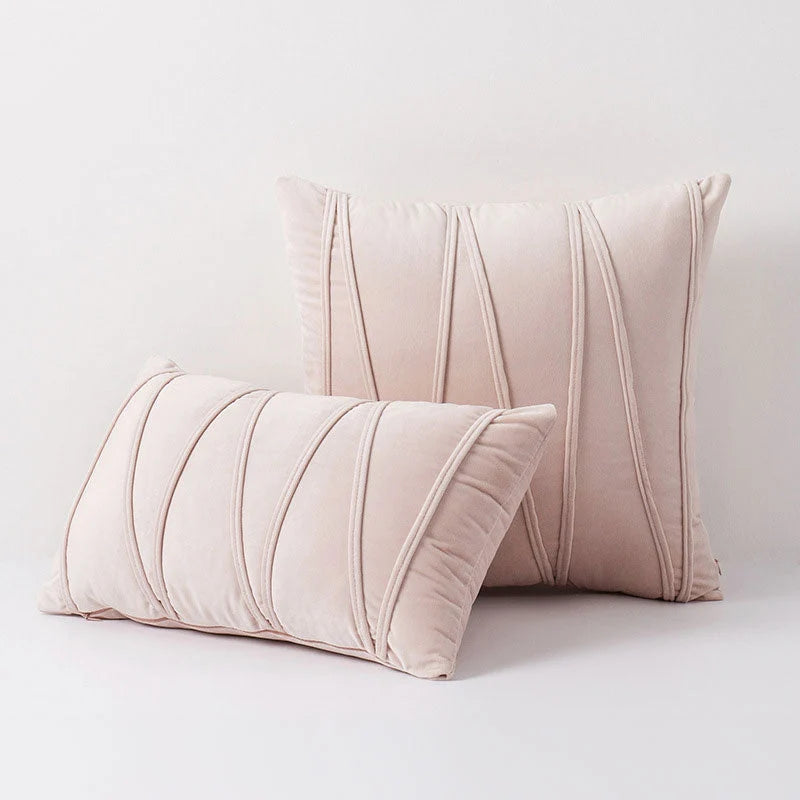 Throw Pillow Geometric Pleat Velour Removable Washable Cover