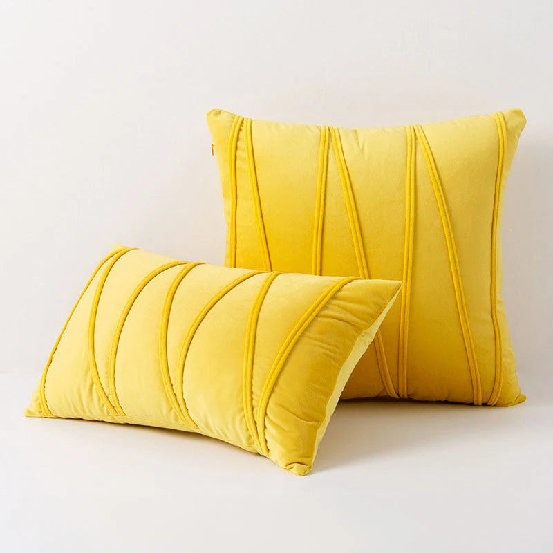 Throw Pillow Geometric Pleat Velour Removable Washable Cover