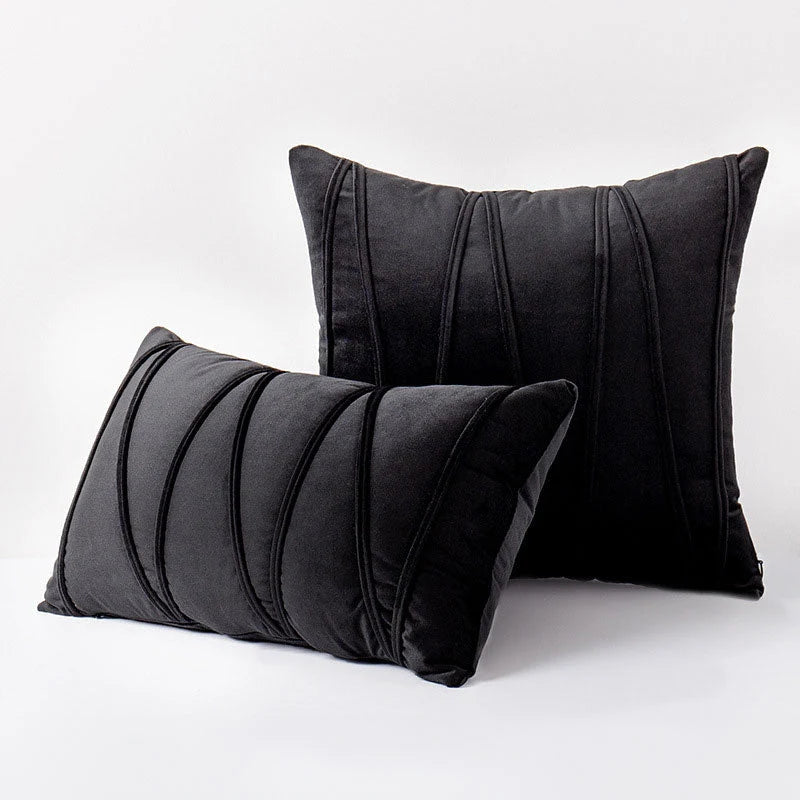 Throw Pillow Geometric Pleat Velour Removable Washable Cover