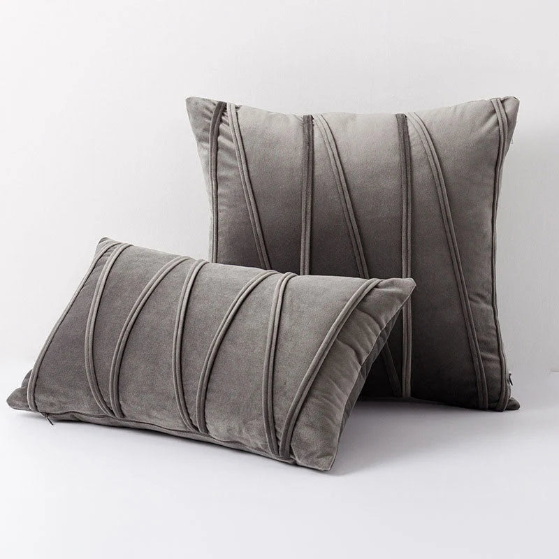 Throw Pillow Geometric Pleat Velour Removable Washable Cover