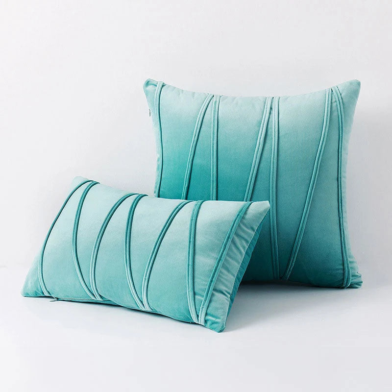 Throw Pillow Geometric Pleated Velour Removable Cover